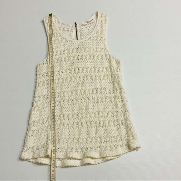 SEED FEMME Womens White Cream 100% Cotton Crochet Sleeveless BOHO Top Size XS - Picture 8 of 11
